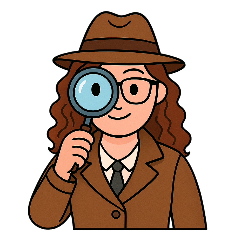 Lady detective with a magnifying glass